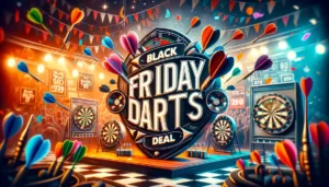 Black Friday darts banner with vibrant colours