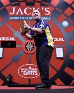 Luke Littler trophy lift World series finals
