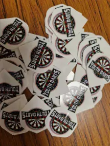 Custom dart flights made by Whichdarts.com and Pentathlon darts