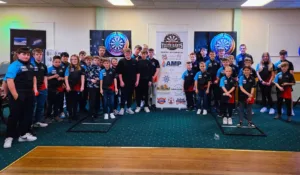 The members of the moray youth academy sporting the custom darts shirts made by Which Darts
