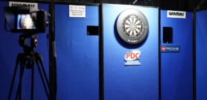 a far cry from hte vast stadiums of the Premier League darts for the PDC floor events